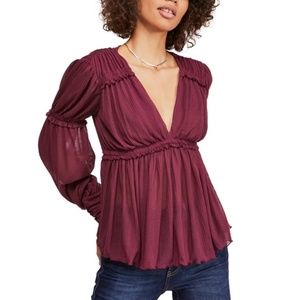 FREE PEOPLE Day Dreaming Babydoll Top Plum Small